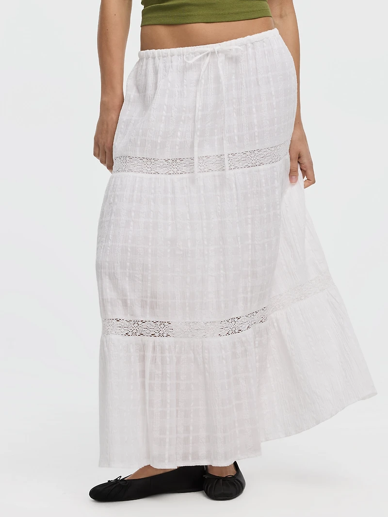 Pull-On Tiered Maxi Skirt