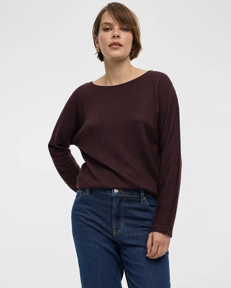 Long-Sleeve Boat-Neck Top