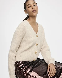 Long-Sleeve V-Neck Loose Cardigan