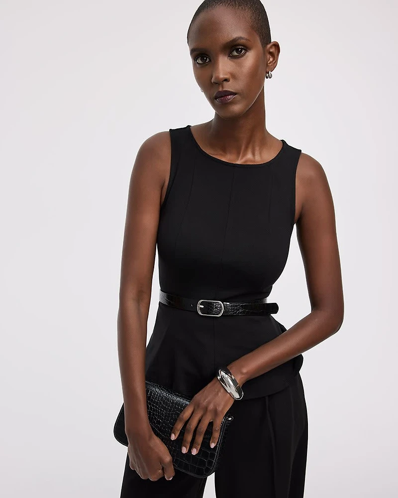 Haut péplum sans manches à col bateau