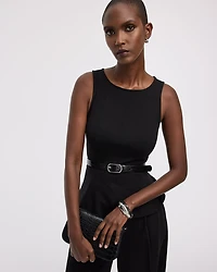 Haut péplum sans manches à col bateau