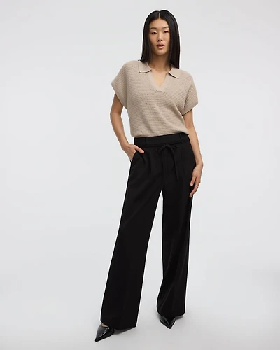 Pantalon à jambe large et taille haute