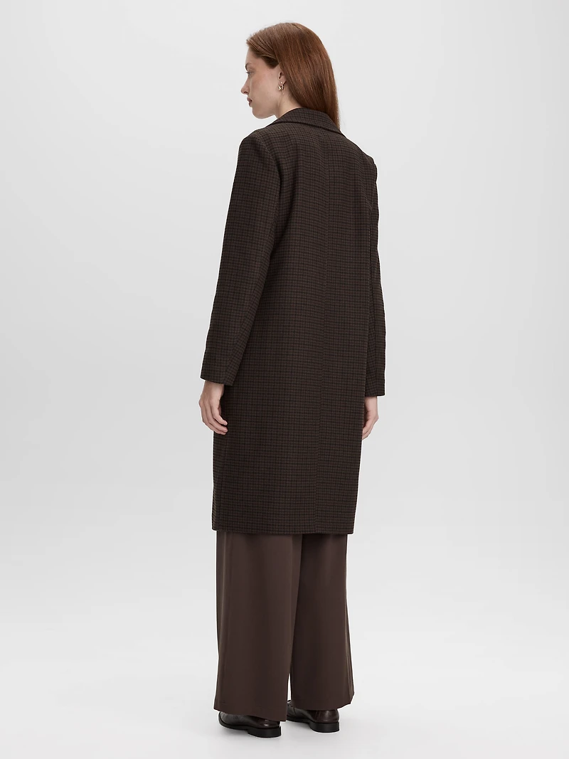 Manteau en laine à motif pied-de-poule