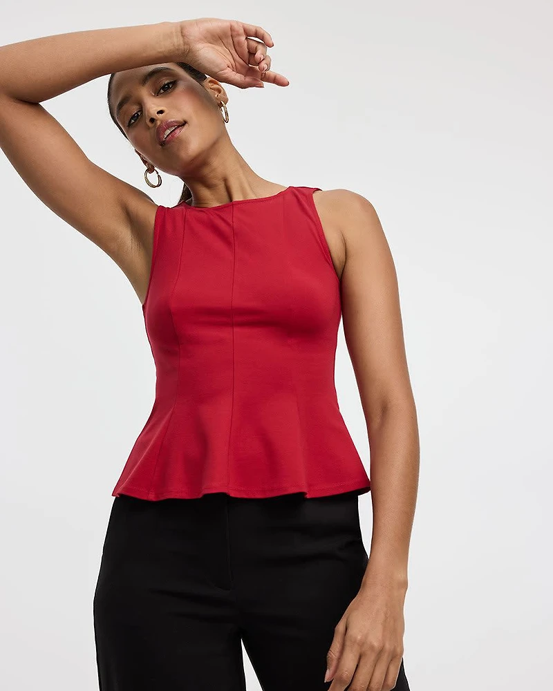 Haut péplum sans manches à col bateau