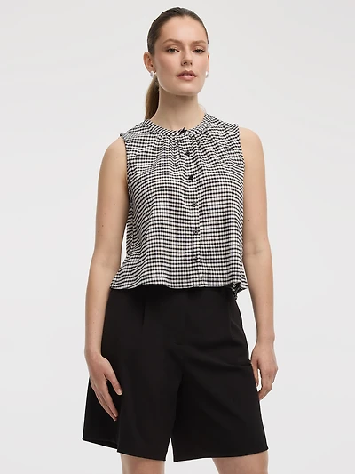 Buttoned-Down Crew-Neck Tank
