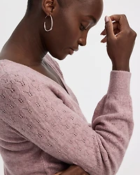 Long-Balloon-Sleeve V-Neck PlushSoft Sweater