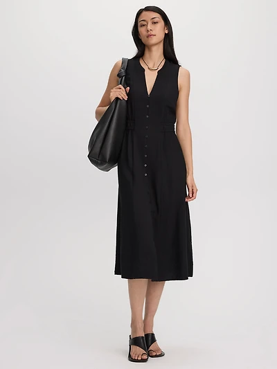 Robe chemise midi sans manches