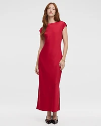 Cap-Sleeve Crew-Neck Maxi Dress