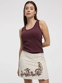 Camisole côtelée à col dégagé