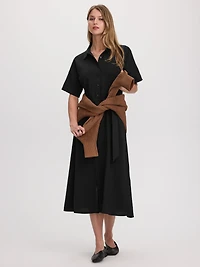 Short-Sleeve Midi Shirtdress