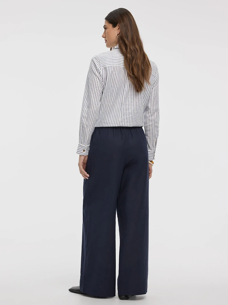 Wide-Leg Linen-Blend Pant