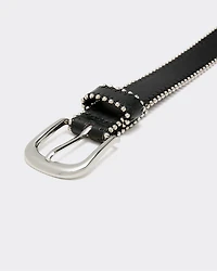 Ceinture en faux cuir avec billes argentées