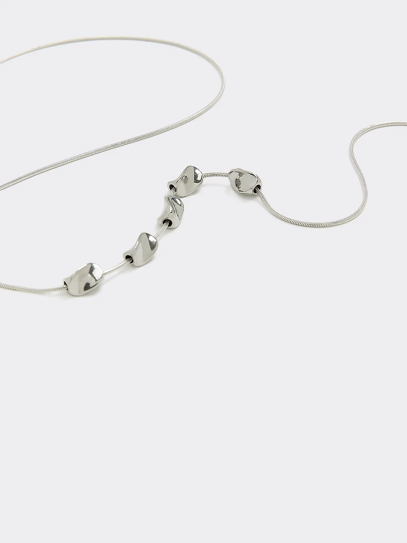 Stainless Steel Short Necklace with Twisted Beads