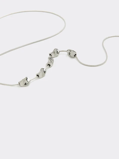 Stainless Steel Short Necklace with Twisted Beads