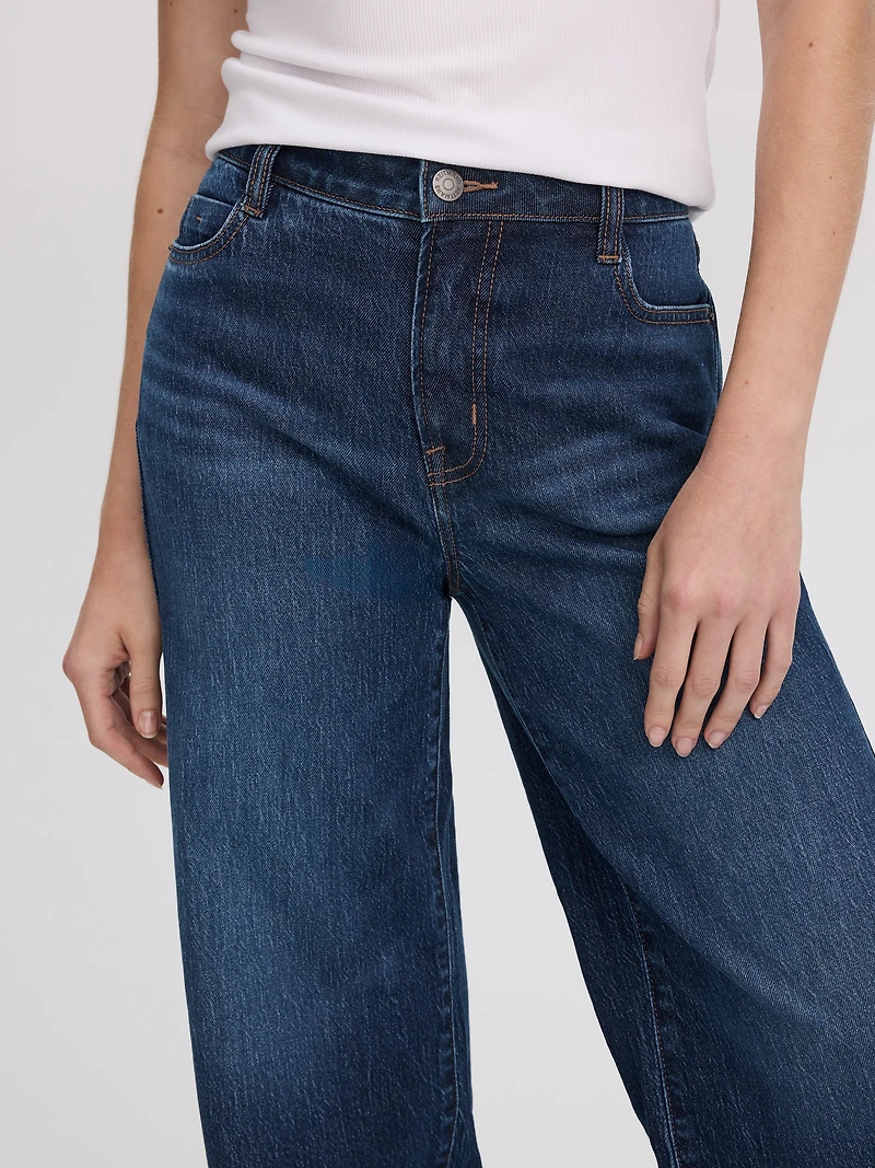 Jean à jambe large et taille mi-haute