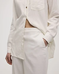 Cropped Wide-Leg Linen-Blend Pant