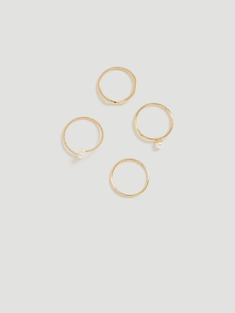 Rings with Pearls - Set of 4