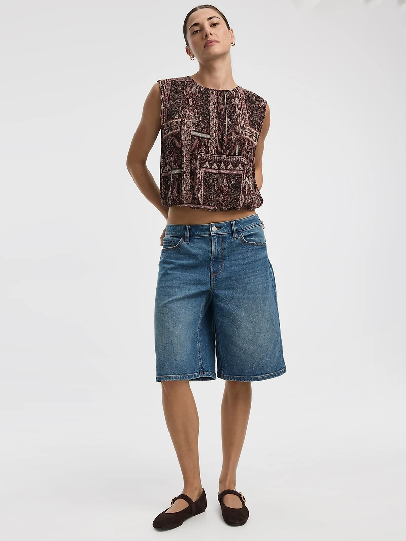 Crew-Neck Tank with Bubble Hem