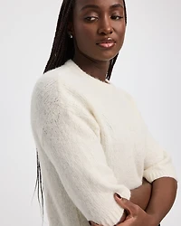 Elbow-Sleeve Crew-Neck Loose Sweater