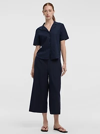 Cropped Wide-Leg Linen-Blend Pant