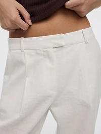 Linen-Blend Straight-Leg High-Rise Pant
