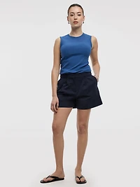 Fine Twill Pleated Shorts