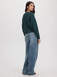 Long-Dolman-Sleeve Crew-Neck Pullover