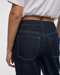 Pantalon en denim à jambe large et taille mi-haute