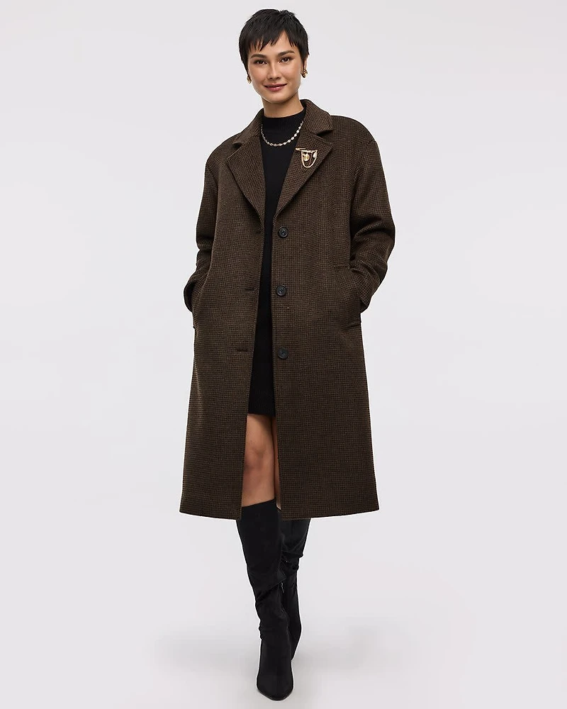 Manteau ample à carraux boutonnage triple