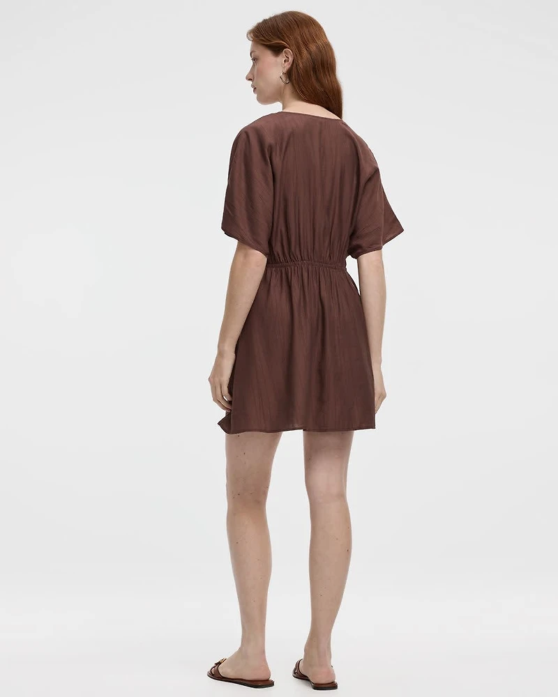 Short-Sleeve V-Neck Mini Dress