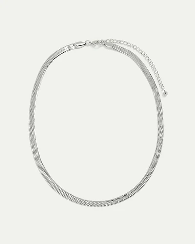 Stainless Steel Short Herringbone-Chain Necklace