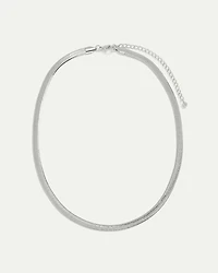 Stainless Steel Short Herringbone-Chain Necklace