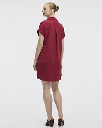 Short-Sleeve Buttoned-Down Dress with Shirt Collar
