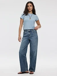 Jean ample à taille mi-haute