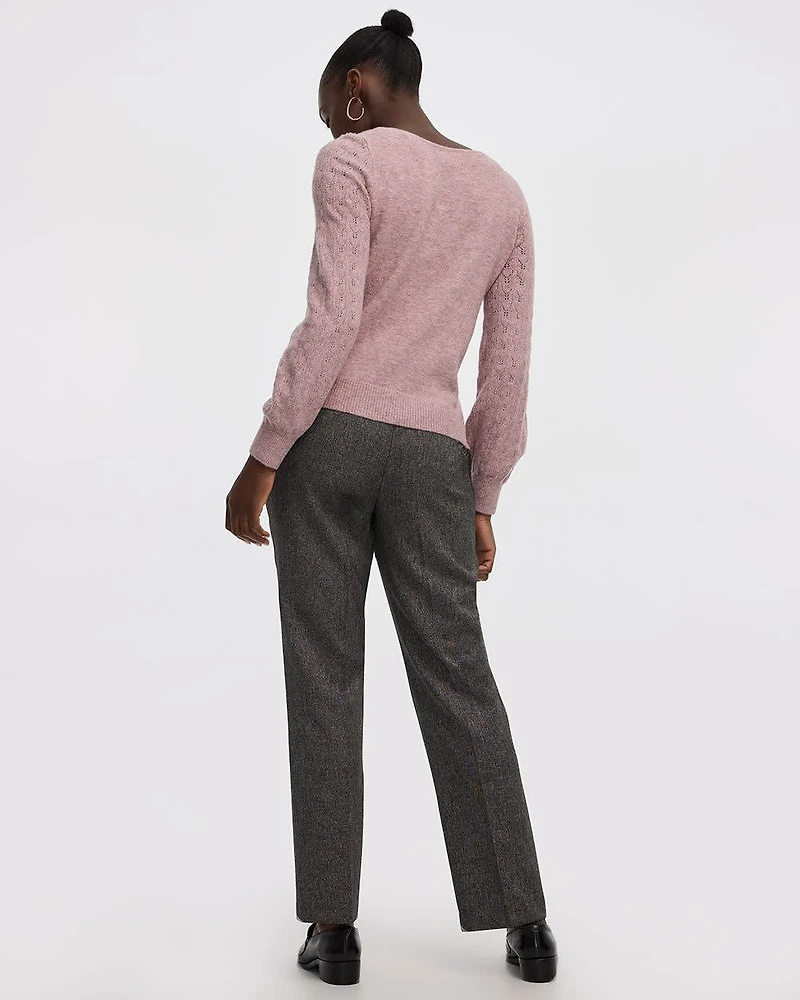 Long-Balloon-Sleeve V-Neck PlushSoft Sweater