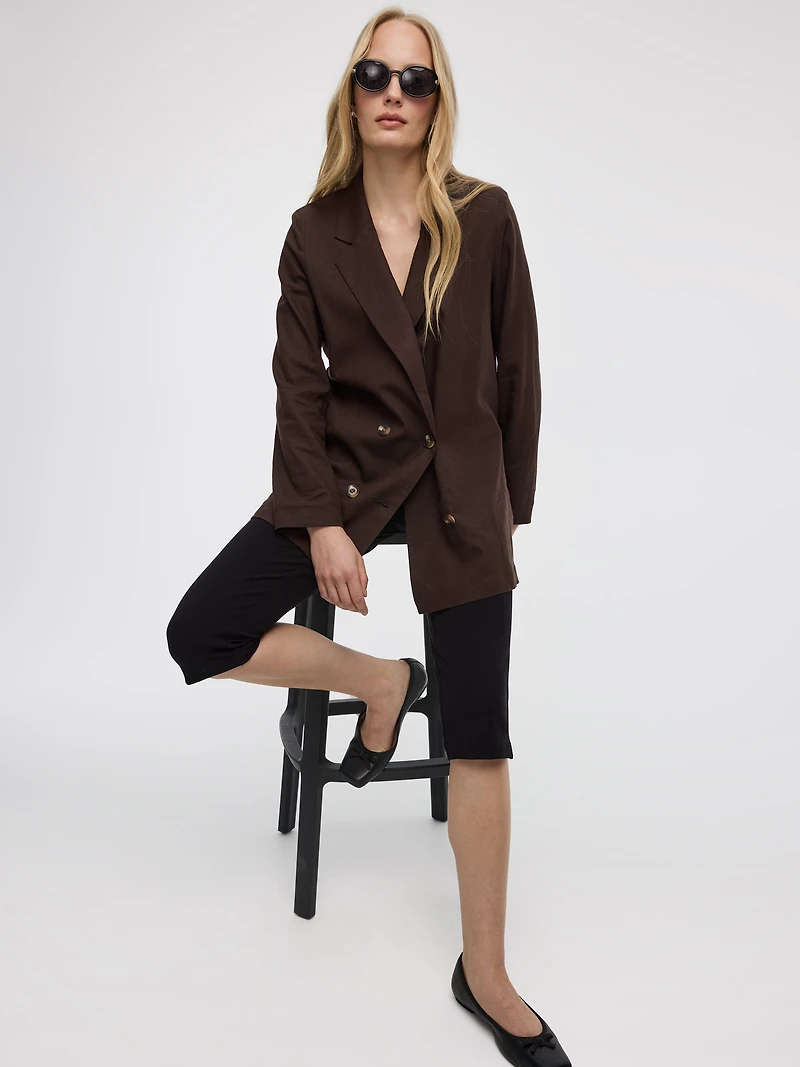 Pantalon capri à taille haute et jambe étroite