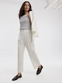 Linen-Blend Straight-Leg High-Rise Pant - Curvy Fit