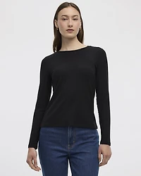 Long-Sleeve Crew-Neck Ribbed Tee - R Essentials