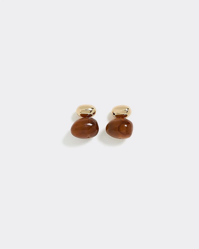 Stud Earrings with Resin Stones