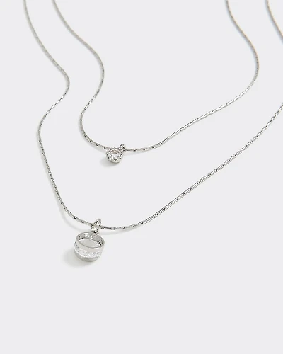 Collier court à doubles chaînes avec strass