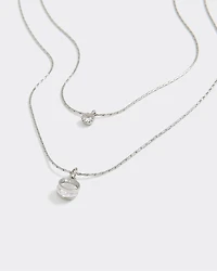 Collier court à doubles chaînes avec strass