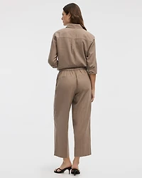 Cropped Wide-Leg Linen-Blend Pant