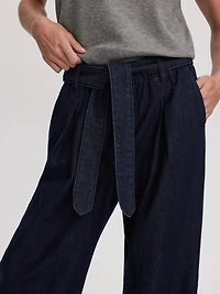 Wide-Leg High-Rise Jean with Sash
