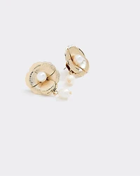 Flower Earrings with Pearl Pendant