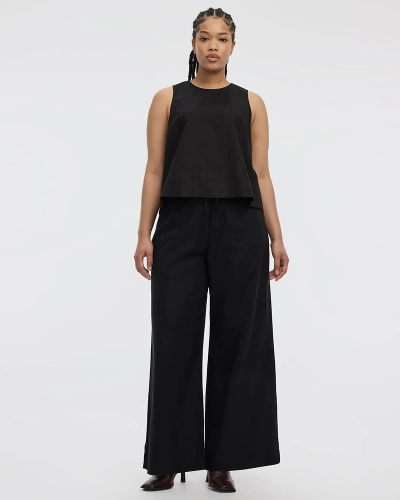 Wide-Leg Linen-Blend Pant