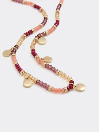 Short Beaded Necklace with Coin Pendants