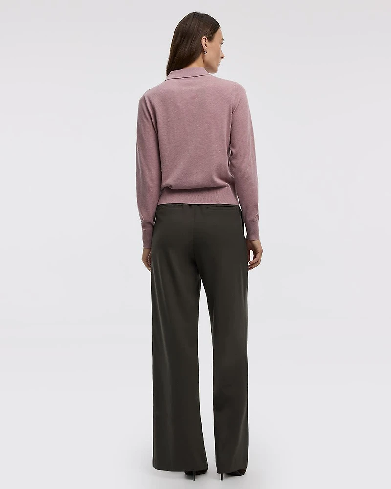 Long-Sleeve Wool-Blend Polo