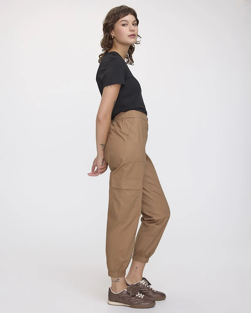 Pantalon jogger en popeline avec poches cargo - Long