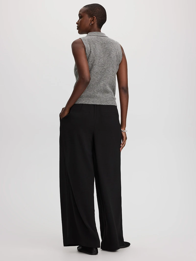 PlushSoft Sleeveless Polo Sweater