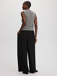 PlushSoft Sleeveless Polo Sweater